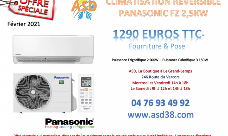 Vente et installation de climatisation réversible Panasonic à Voiron et sa région